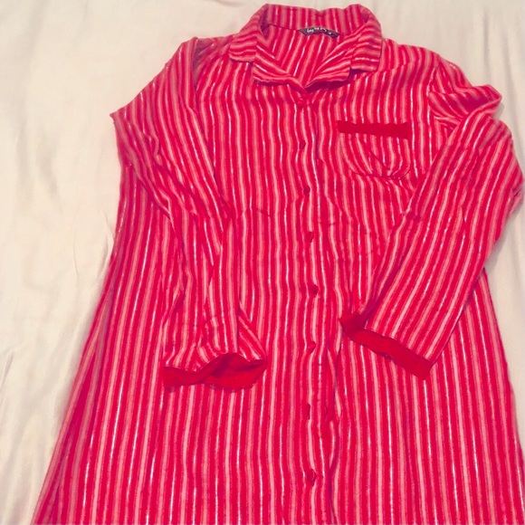 Long Tall Sally Nightgown Button Front Lace Pocket & Sleeve Detail Satin Buttons